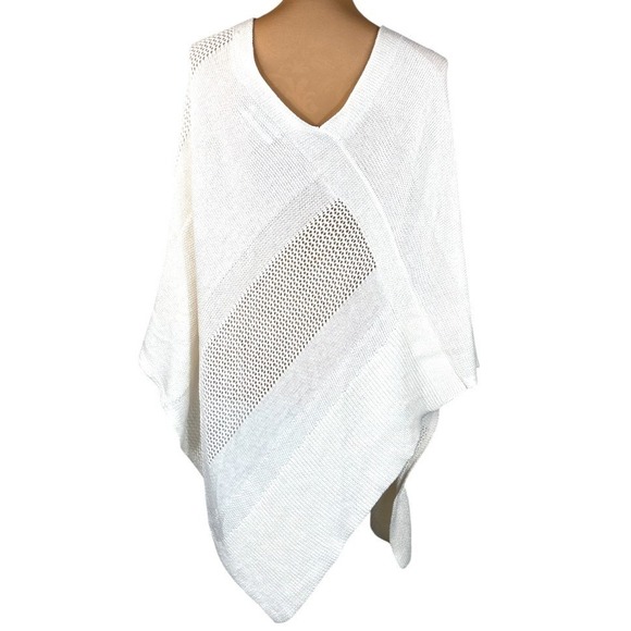 Anthropologie Padma Knit Poncho Cream Medium Large Asymmetrical - Picture 5 of 13